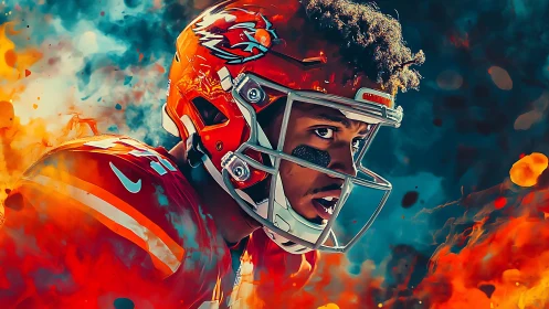 Gridiron comet streaks through molten clouds of color