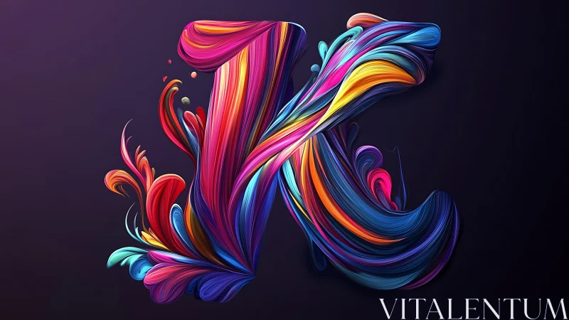 Colorful letter K rendered in flowing abstract strokes.