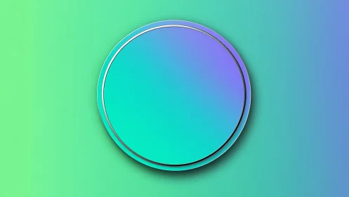 Gradient circle button on soft teal blue background.