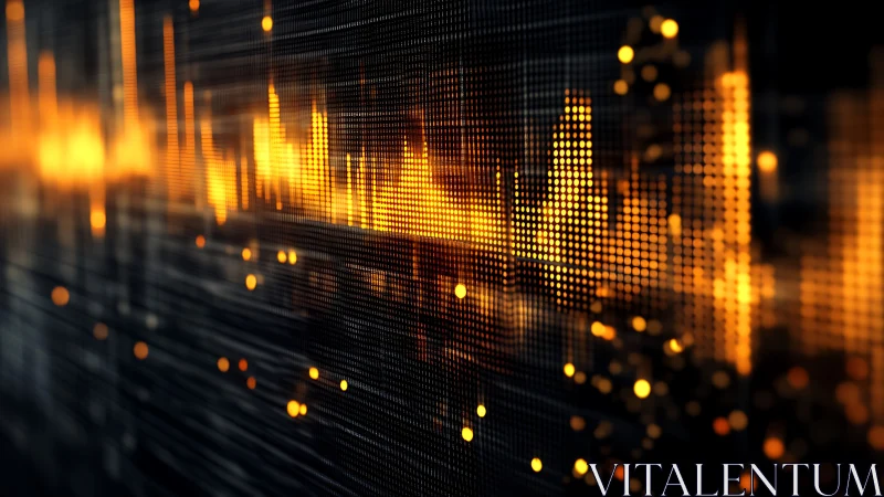 Golden data waveform pulses across digital matrix grid.