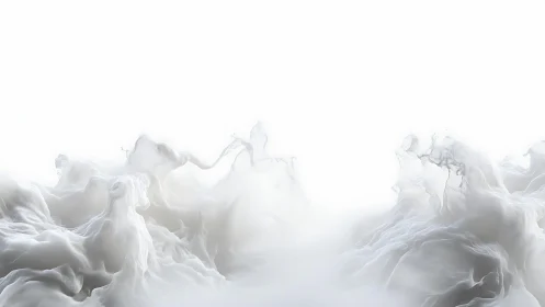 Abstract white ink swirling in water, soft ethereal minimalist style.