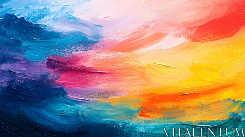 Vibrant Abstract Oil Painting with Bold Color Brush Strokes.