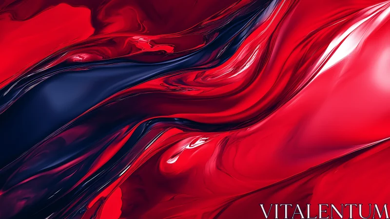 High-gloss red and navy fluid surfaces with specular reflections