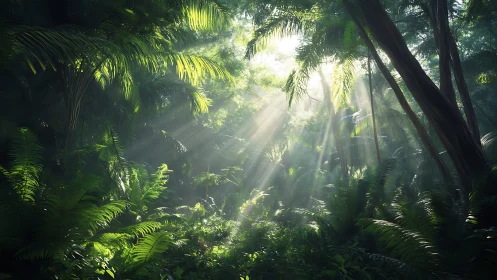 Sun-speared jungle sanctuary where emerald shadows breathe.