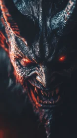 Infernal grin carves firelit menace through the darkness