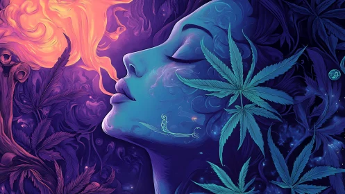 Dreaming Ember Muse Exhaling Neon Smoke into Midnight Flora.