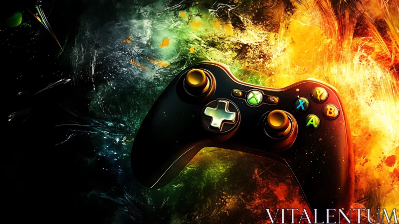 Xbox Controller with Dynamic Energy Particle Visualization and Chromatic Distortion Effects