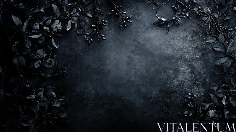 Midnight blossoms quietly frame a velvet storm of shadow