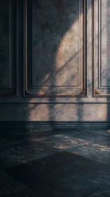 Sunlit classical wall casts moody shadows across stone floor