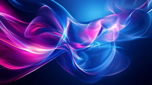 Abstract luminous ribbons intersect across a dark gradient