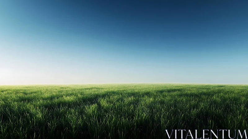 Expansive grassland recedes toward a minimal gradient sky