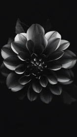Dahlia Bloom Monochromatic Study Against Dark Background