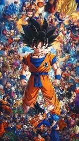 Powerful anime hero stands strong among vibrant allies