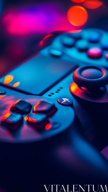 Gaming controller illuminated with neon lighting effects