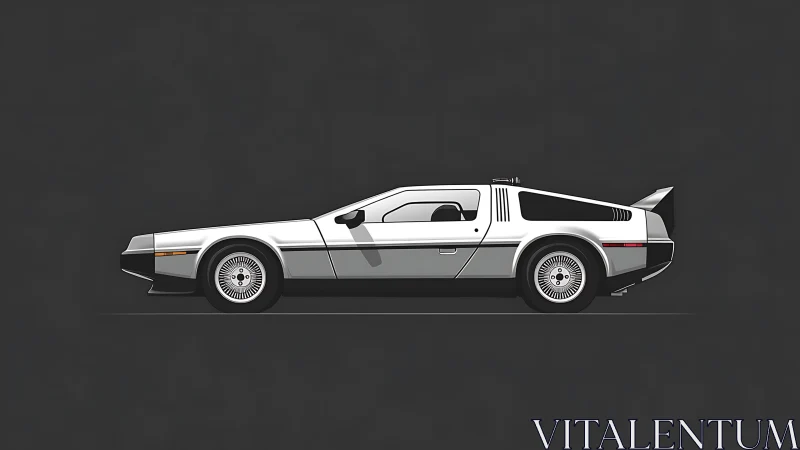 Side profile vector illustration of stainless steel sports car