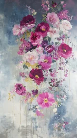 Gentle cascade of rosy blooms brightening a dreamy sky.