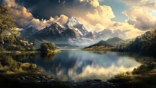 Majestic mountain guardians mirrored in a spellbound lake.