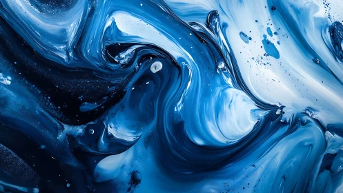 Ocean swirl daydream in deep midnight and bright sky blues.