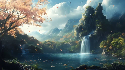 Whispering waterfall stitches sky and forest into quiet magic