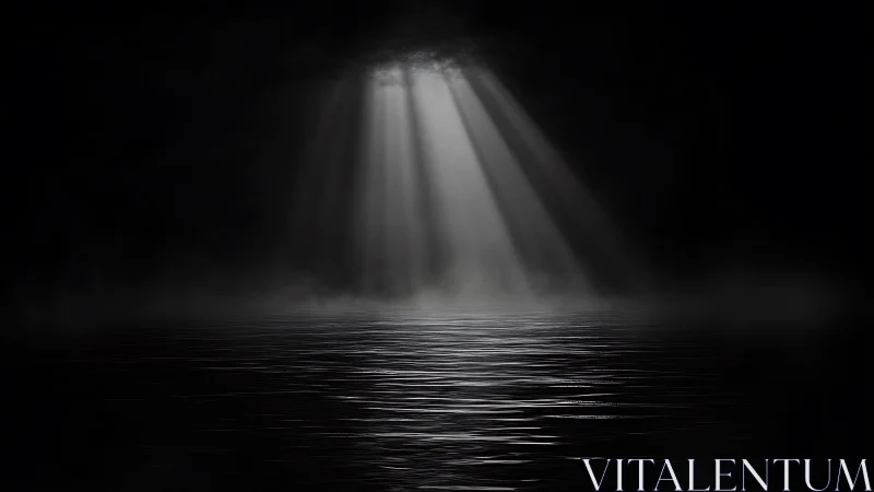 Gentle moonlit beams pouring softly onto quiet dark water.