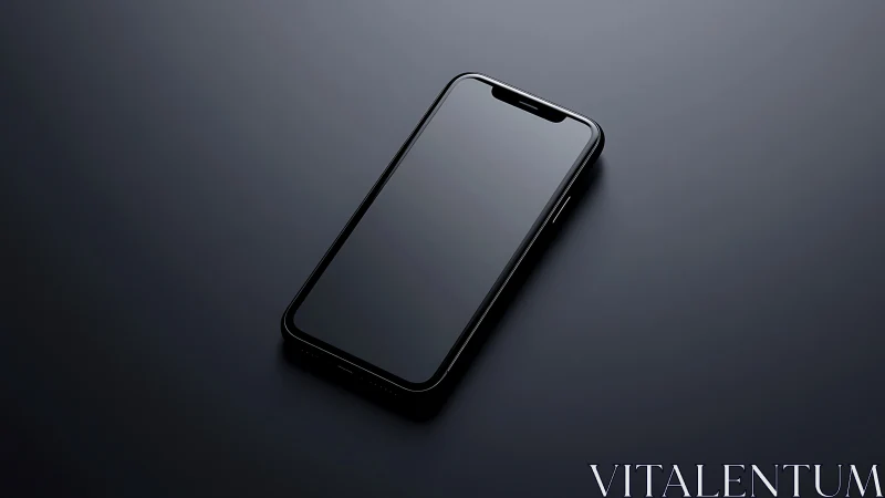 Modern Black Smartphone Gleams Against Moody Monochromatic Surface
