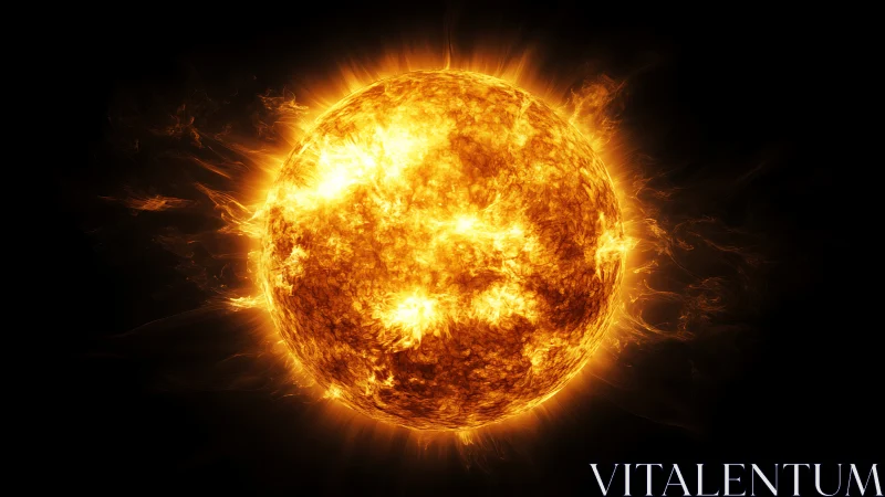 Blazing stellar sphere radiating intense solar flares.