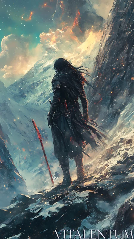 Stormlit wanderer measures the last flame before the peak