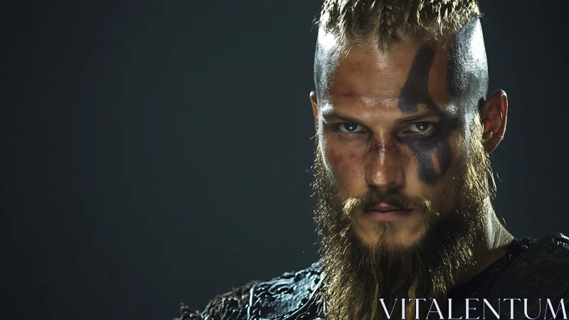 Storm-eyed warrior studies the dark horizon in fierce calm