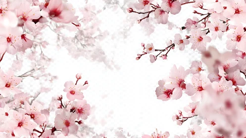 Cherry Blossoms Dance: Delicate Pink Blooms Frame Serene Sky.