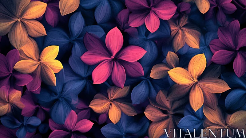 Vibrant Floral Petals Bloom in Contrasting Colors.