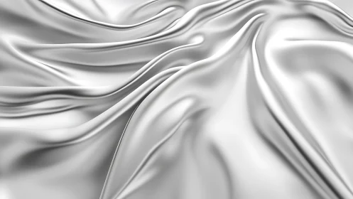 Smooth White Silk Fabric with Gentle Folds, Abstract Style.