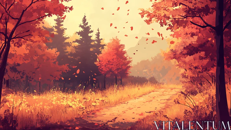 Autumn's Golden Corridor Blazes Through Whispering Woodland