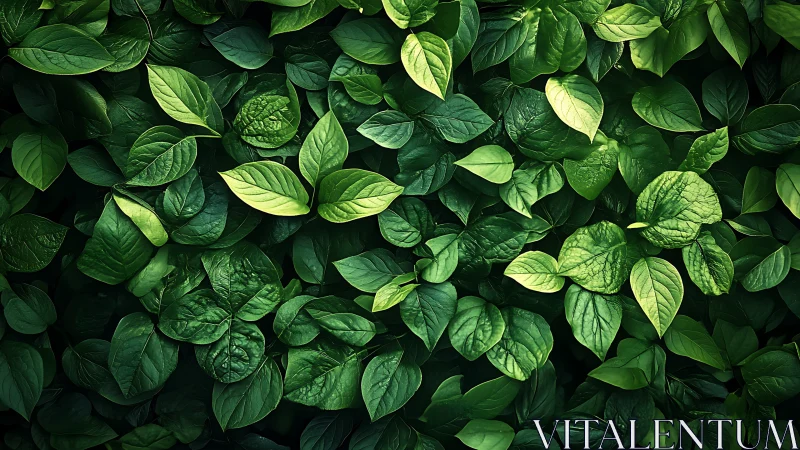Dense green leaf foliage background with rich texture.