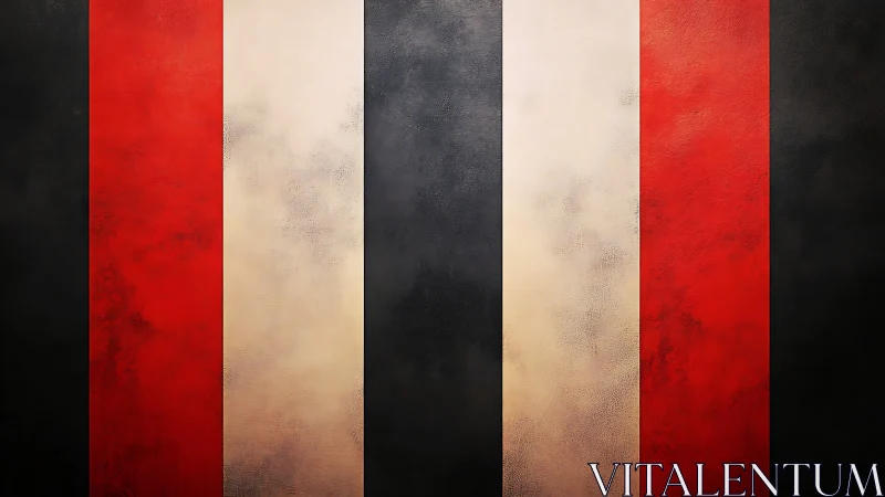 Textured red, cream and black vertical stripe abstraction.