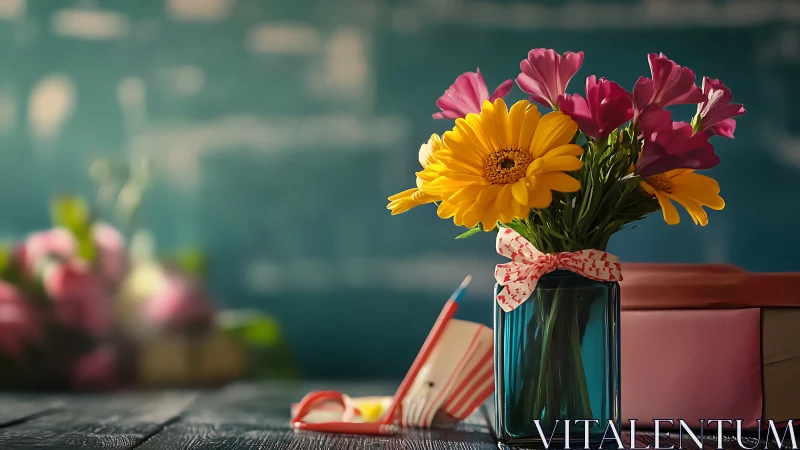 Colorful Gerbera Daisies Brightening a Peaceful Still Life.