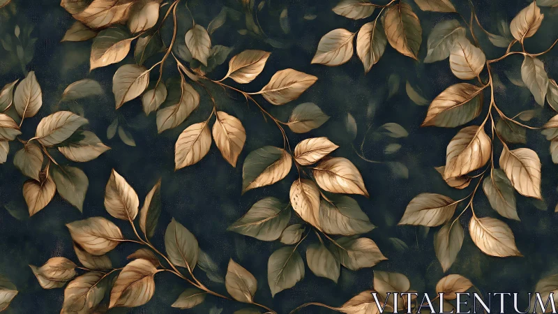 Gilded forest vines drifting across deep twilight green.