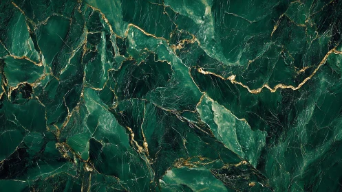 Elegant Emerald Green Marble Texture with Gold Veins, Luxurious Style.