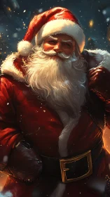 Digital rendering depicts Santa Claus in winter environment