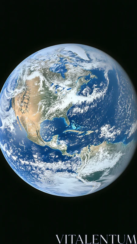 Earth from space reveals North and South American continents.