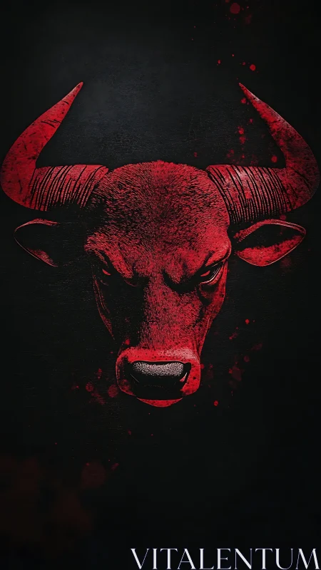 Red bull head illustration stands out against black background