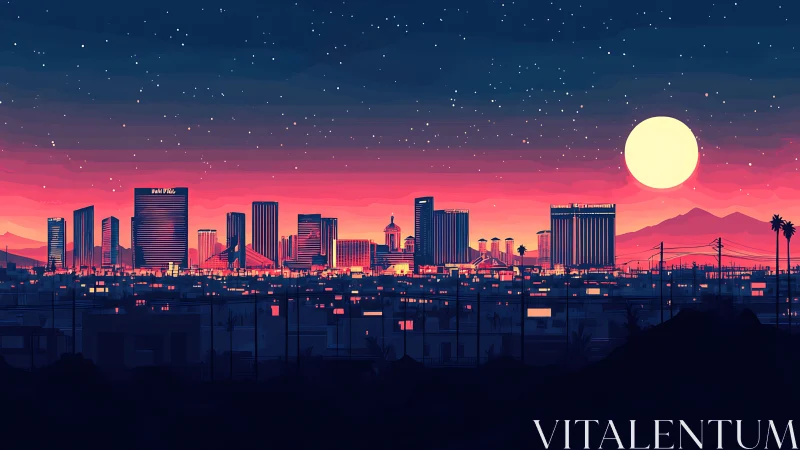 Neon dusk tucks the sleepless city beneath a candy sky