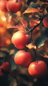 Sunlit orchard jewels glowing on a dreamy harvest branch.