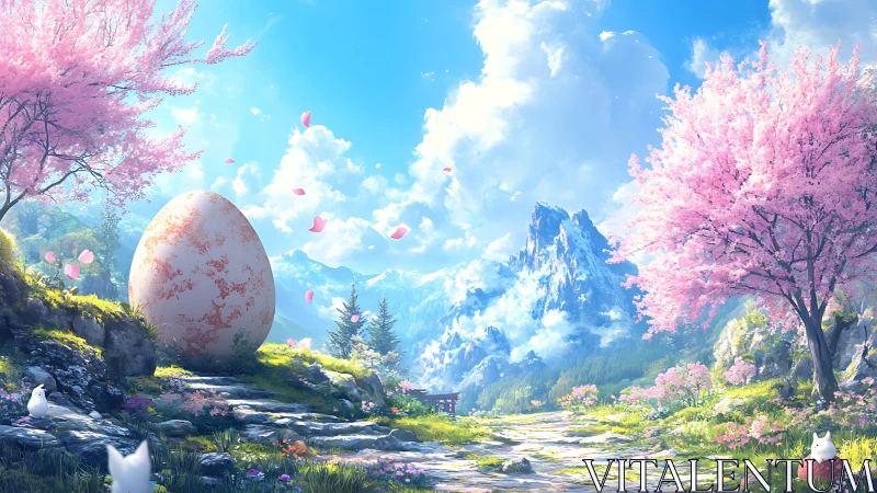 Springborn colossus egg among whispering cherry peaks.