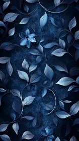 Moonlit blue leaves curl gently around glowing flowers