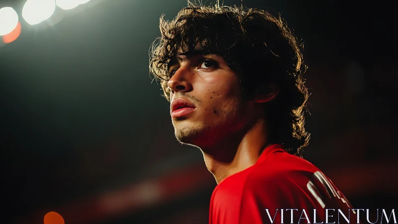 Floodlit focus on a young player chasing stadium dreams.