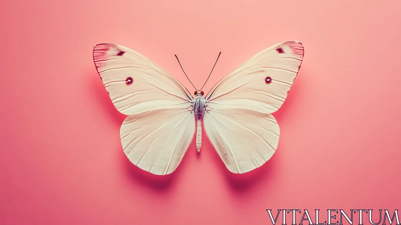 Porcelain-winged butterfly poised on rosy pastel dreams.