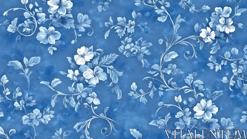 Delft Blue Florals: Monochromatic Ceramic Chinoiserie Pattern Study