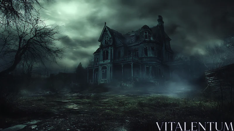 Midnight manor swallowing fog and whispered footfalls.