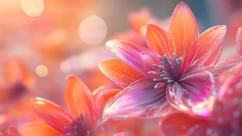 Luminescent Petals Dancing in Prismatic Light.