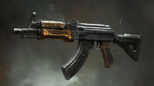 Military Rifle with Amber Magazine - 3D Rendered Assault Weapon